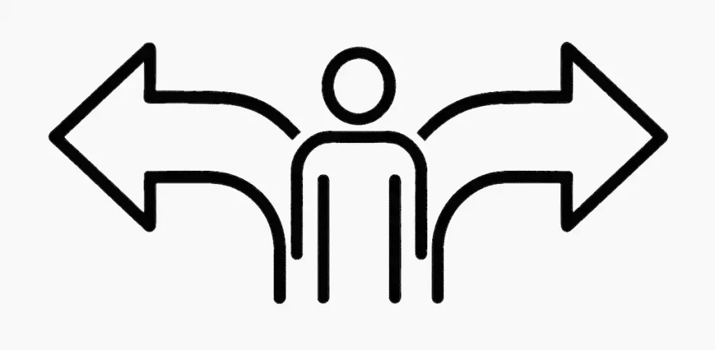 Symbolbild zur paradoxen Intention – zwei entgegengesetzte Richtungen, die aufeinander treffen